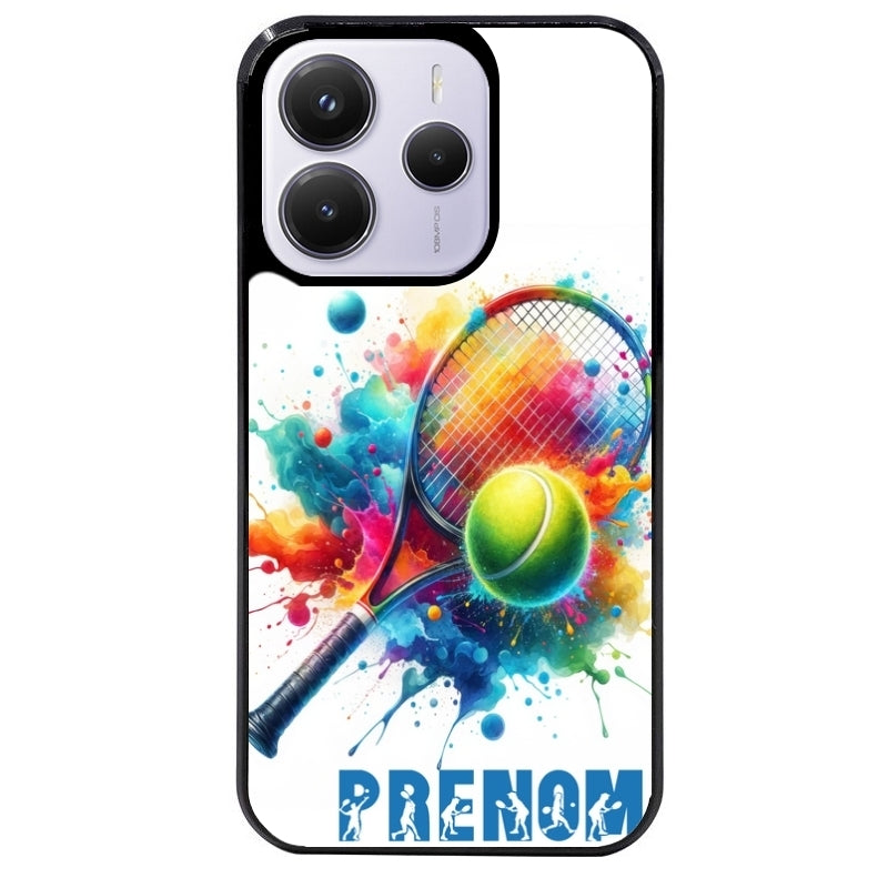 Coque noire taperso pour Redmi Note 14 et PRO PLUS 4G 5G avec motif tennis raquette personnalisee protection antichoc personnalisée