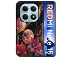 Coque noire taperso pour Redmi Note 15 et PRO PLUS 4G 5G avec motif astro et fleurs protection antichoc personnalisée