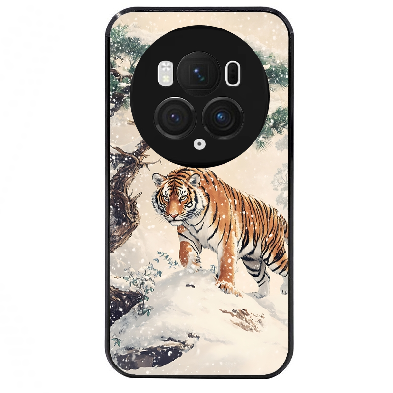 Coque noire taperso pour Magic 5 6 LITE et PRO avec motif tigre bonzai protection antichoc personnalisée