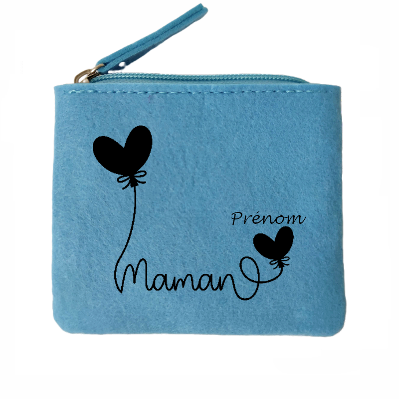 Porte monnaie personnalisé maman coeur en feutrine en feutrine