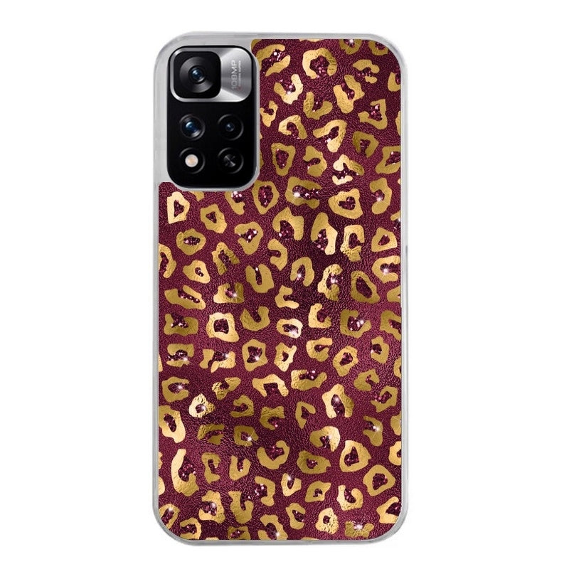 Coque taperso pour Redmi Note 11 4G PRO 5G 11S avec motif leopard grenat protection antichoc personnalisée