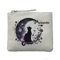 Porte monnaie personnalisé chat lune ivoire en feutrine en feutrine ivoire