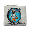 Porte monnaie personnalisé basket racoon ivoire en feutrine en feutrine ivoire