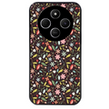 Coque noire taperso pour Redmi 14C avec motif petites feurs multicolores protection antichoc personnalisée