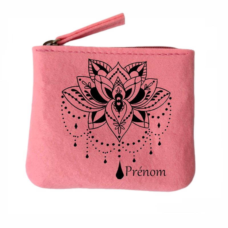 Porte monnaie personnalisé lotus bijoux en feutrine en feutrine