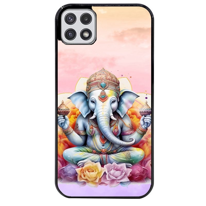 Coque noire taperso pour galaxy A22 A32 A52 A52S 4G 5G  avec motif elephant namaste protection antichoc personnalisée