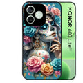 Coque noire pour Honor 600 LITE avec motif tete de mort calavera bleu protection antichoc personnalisée