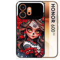 Coque noire taperso pour Honor 600 et 600 PRO avec motif tete de mort calavera rouge protection antichoc personnalisée