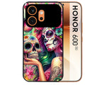 Coque noire taperso pour Honor 600 et 600 PRO avec motif tete de mort calavera skull protection antichoc personnalisée