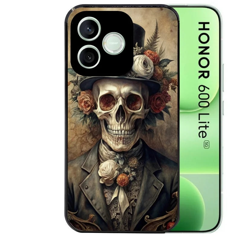 Coque noire pour Honor 600 LITE avec motif tete de mort chapeau protection antichoc personnalisée