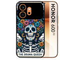Coque noire taperso pour Honor 600 et 600 PRO avec motif tete de mort drama queen protection antichoc personnalisée