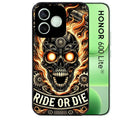 Coque noire pour Honor 600 LITE avec motif tete de mort flamme protection antichoc personnalisée