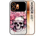 Coque noire taperso pour Honor 600 et 600 PRO avec motif tete de mort floral protection antichoc personnalisée