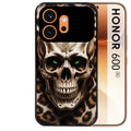 Coque noire taperso pour Honor 600 et 600 PRO avec motif tete de mort leopard protection antichoc personnalisée