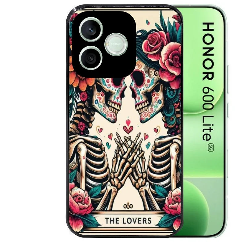 Coque noire pour Honor 600 LITE avec motif tete de mort lovers protection antichoc personnalisée