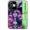 Coque noire pour Honor 600 LITE avec motif tete de mort calavera et corbeau protection antichoc personnalisée