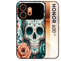 Coque noire taperso pour Honor 600 et 600 PRO avec motif mort mexicaine turquoise protection antichoc personnalisée