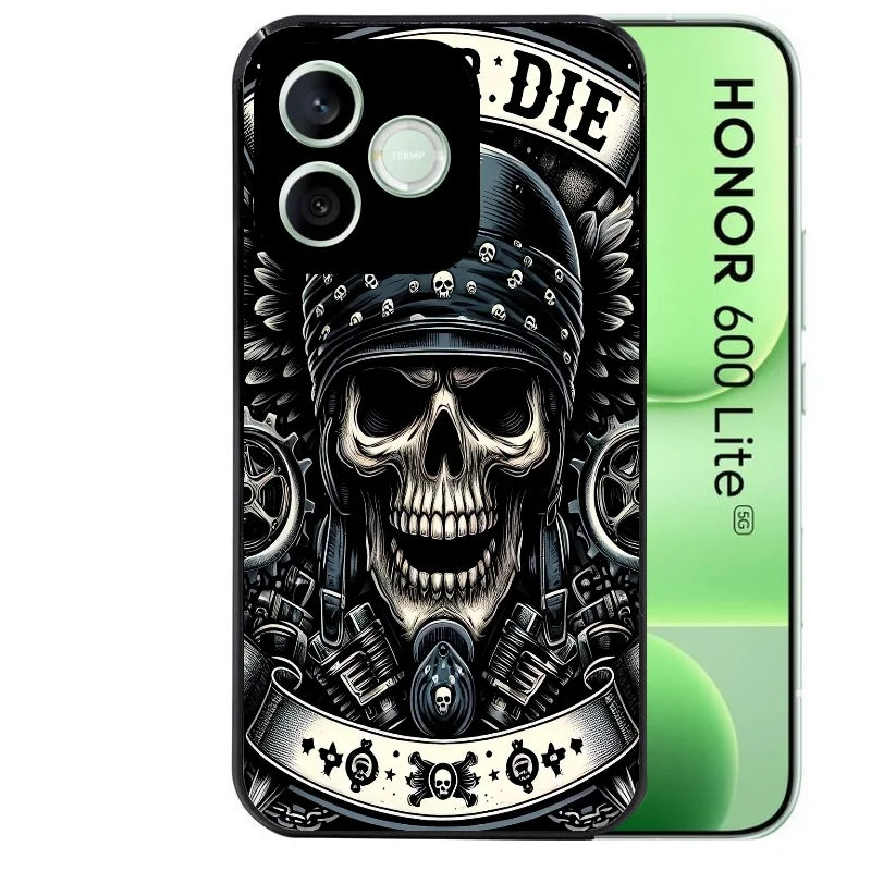 Coque noire pour Honor 600 LITE avec motif mort motard protection antichoc personnalisée
