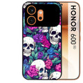 Coque noire taperso pour Honor 600 et 600 PRO avec motif tete de mort violet protection antichoc personnalisée