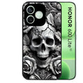 Coque noire pour Honor 600 LITE avec motif tete de mort fleur protection antichoc personnalisée