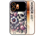 Coque noire taperso pour Honor 600 et 600 PRO avec motif tete de mort pastel protection antichoc personnalisée
