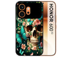 Coque noire taperso pour Honor 600 et 600 PRO avec motif tete de mort skull printemps protection antichoc personnalisée