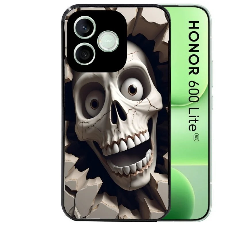 Coque noire pour Honor 600 LITE avec motif tete de mort smile protection antichoc personnalisée