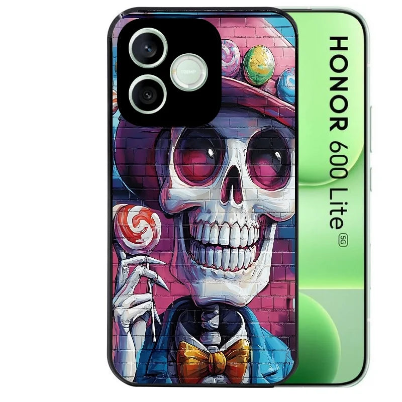 Coque noire pour Honor 600 LITE avec motif tete de mort tag protection antichoc personnalisée