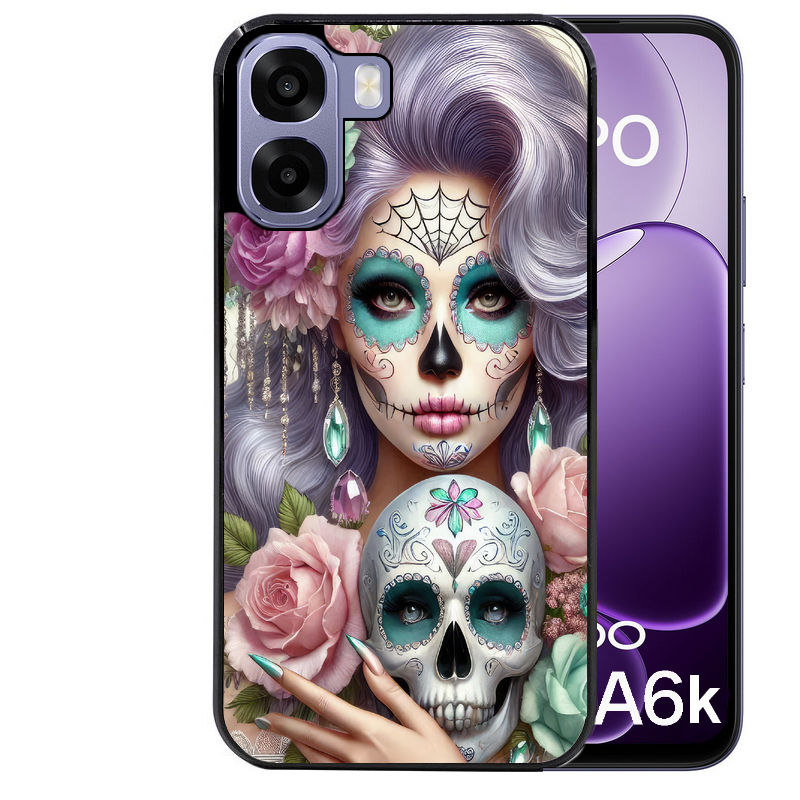 Coque pour Oppo A6 A6 A6K tete de mort calavera bijoux