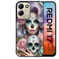 Coque pour Redmi 17 et 17C 4G 5G tete de mort calavera bijoux