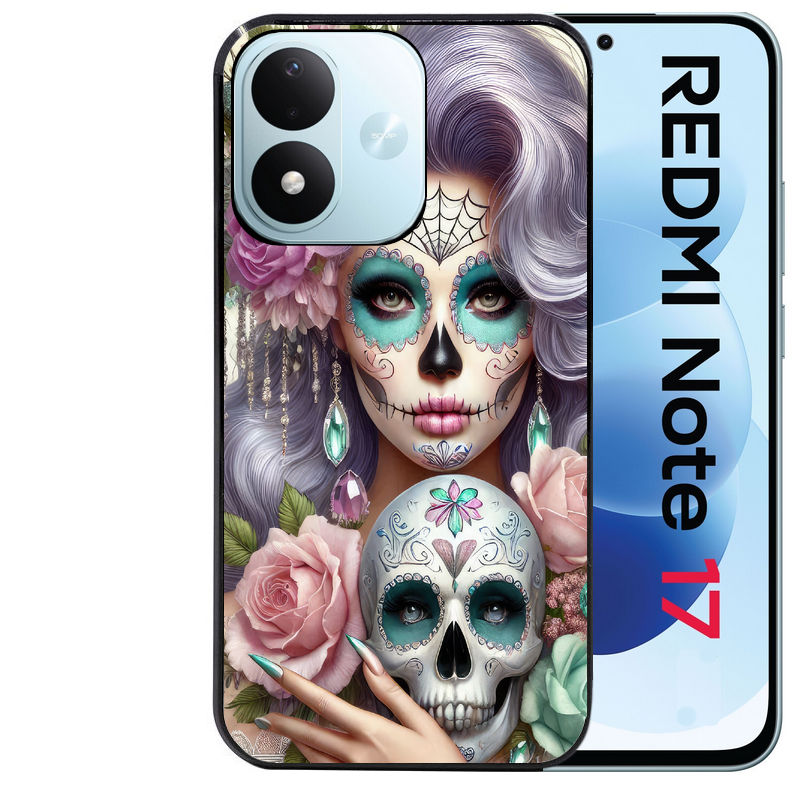 Coque pour Redmi Note 17 et PRO 4G 5G Max tete de mort calavera bijoux