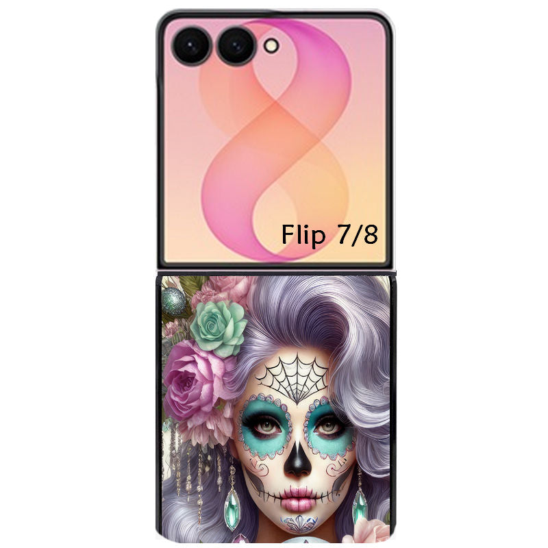 Coque pour Z FLIP 6 7 8 tete de mort calavera bijoux