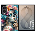 Coque pour Z FOLD 8 tete de mort calavera bleu