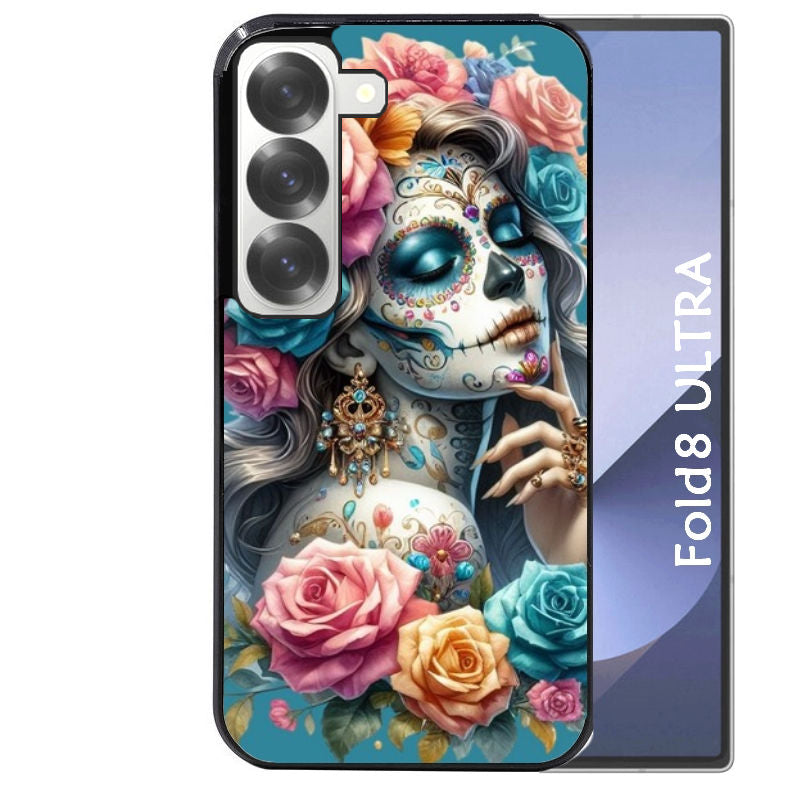 Coque pour Z Fold 8 / ULTRA tete de mort calavera bleu