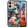Coque pour Redmi 17 et 17C 4G 5G tete de mort calavera bleu