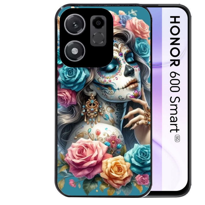Coque pour Honor 600 SMART tete de mort calavera bleu