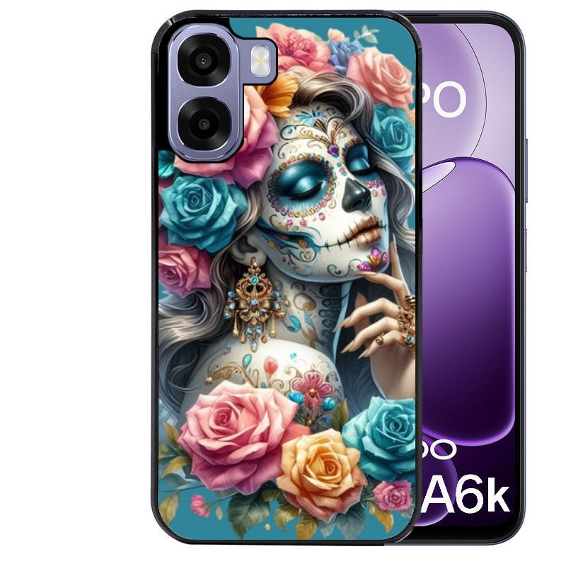 Coque pour Oppo A6 A6 A6K tete de mort calavera bleu