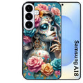 Coque pour Galaxy A08 A18 A28 A38 A58 tete de mort calavera bleu