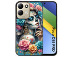 Coque pour POCO C95 PRO tete de mort calavera bleu