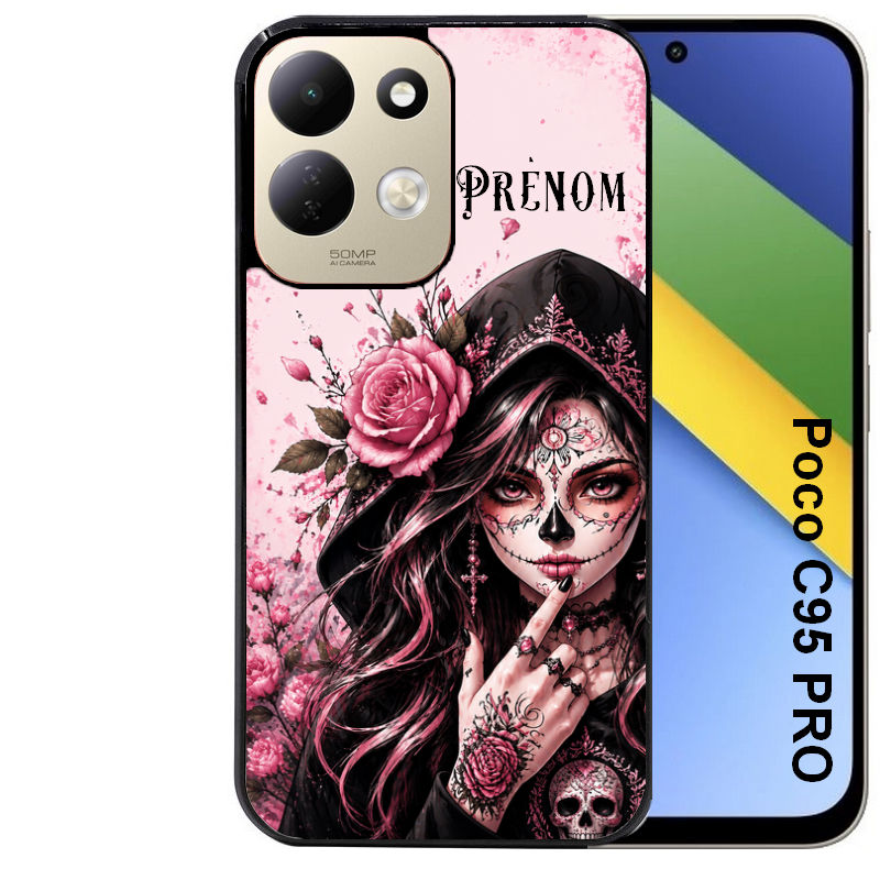 Coque pour POCO C95 PRO personnalisée tete de mort calavera druide