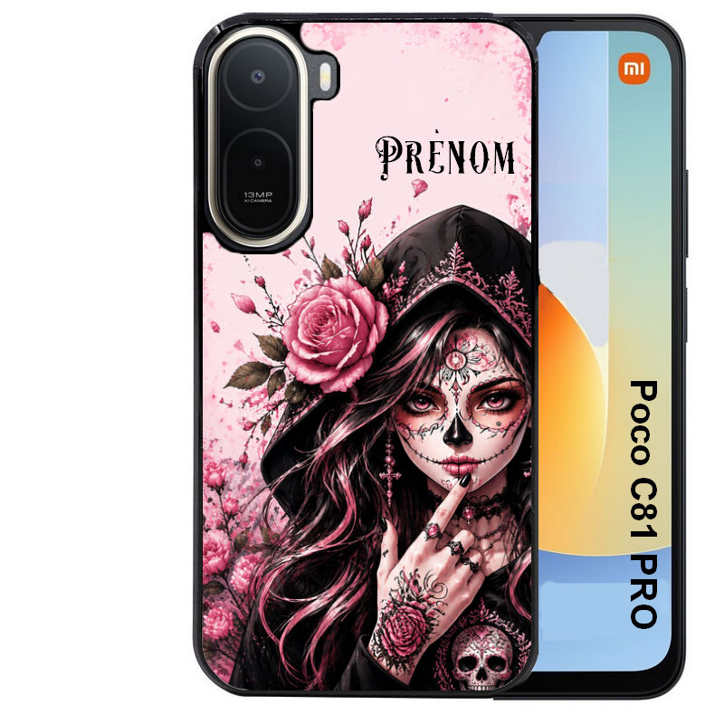 Coque pour POCO C81 PRO personnalisée tete de mort calavera druide