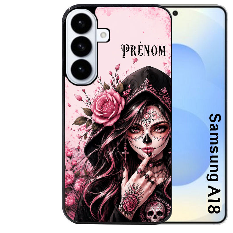 Coque pour Galaxy A08 A18 A28 A38 A58 personnalisée tete de mort calavera druide