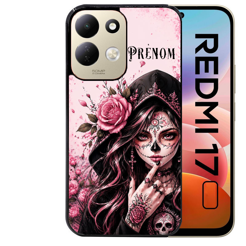 Coque pour Redmi 17 et 17C 4G 5G personnalisée tete de mort calavera druide