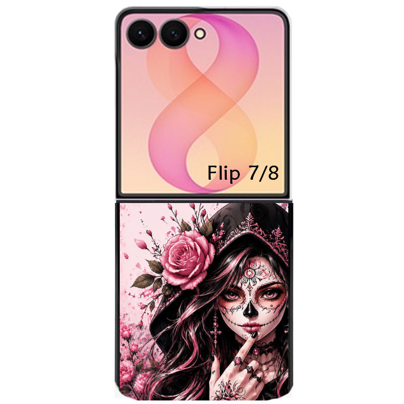 Coque pour Z FLIP 6 7 8 personnalisée tete de mort calavera druide