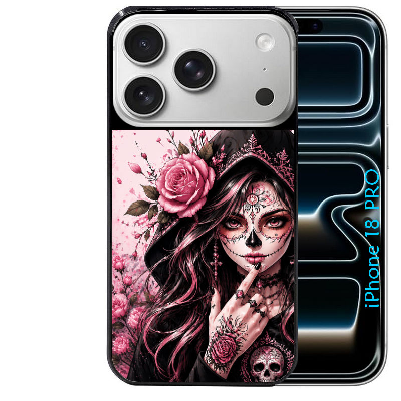 Coque pour Iphone 18 / PRO / PRO MAX / 18E personnalisée tete de mort calavera druide