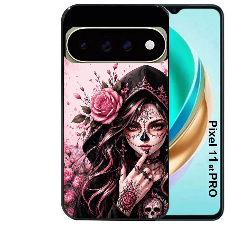 Coque pour Pixel 10 / 11 / PRO / XL personnalisée tete de mort calavera druide
