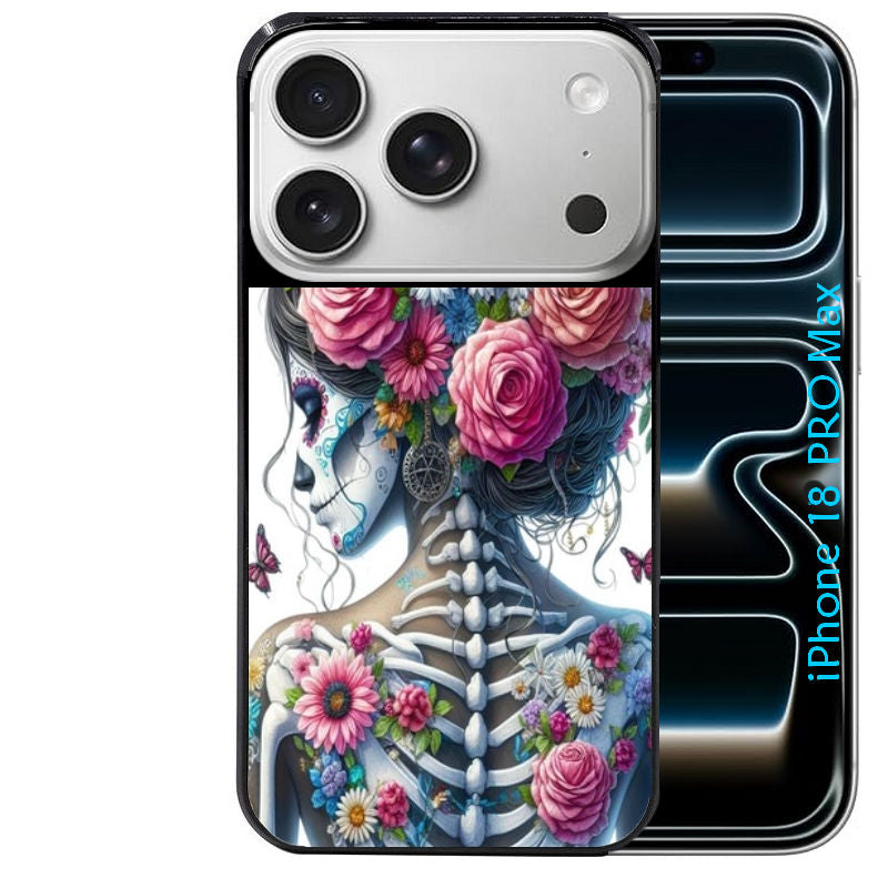 Coque pour Iphone 18 / PRO / PRO MAX / 18E tete de mort calavera papillon