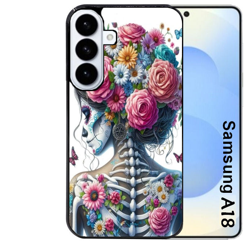 Coque pour Galaxy A08 A18 A28 A38 A58 tete de mort calavera papillon