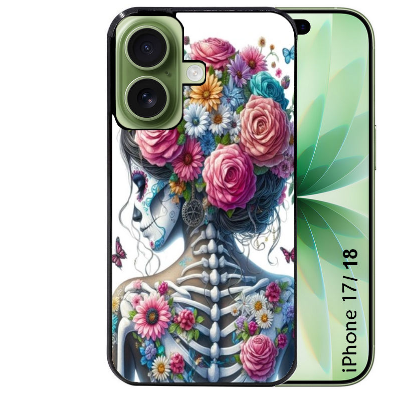 Coque pour Iphone 18 / PRO / PRO MAX / 18E tete de mort calavera papillon