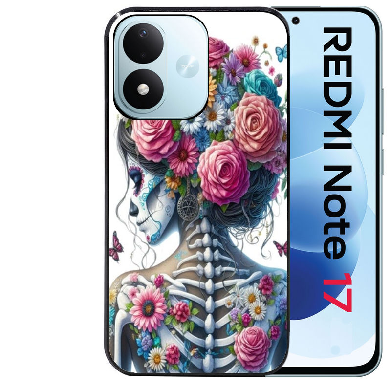 Coque pour Redmi Note 17 et PRO 4G 5G Max tete de mort calavera papillon